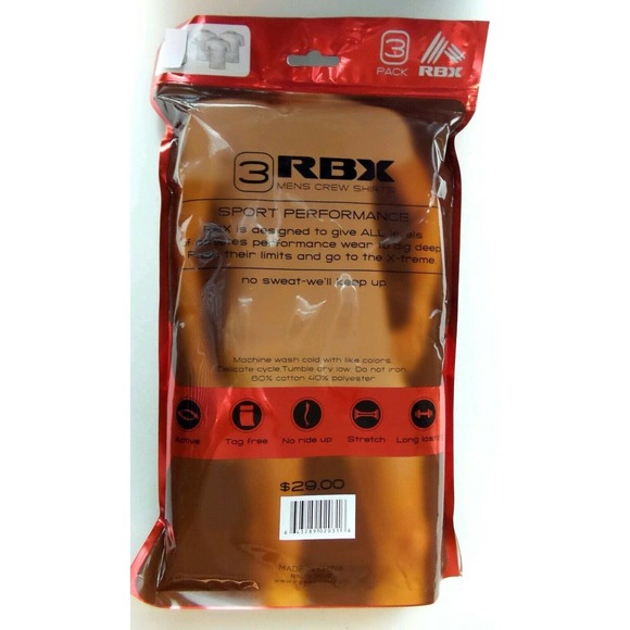 RBX Men's Crew neck T Shirts 3 Pack Medium White - Picture 3 of 7